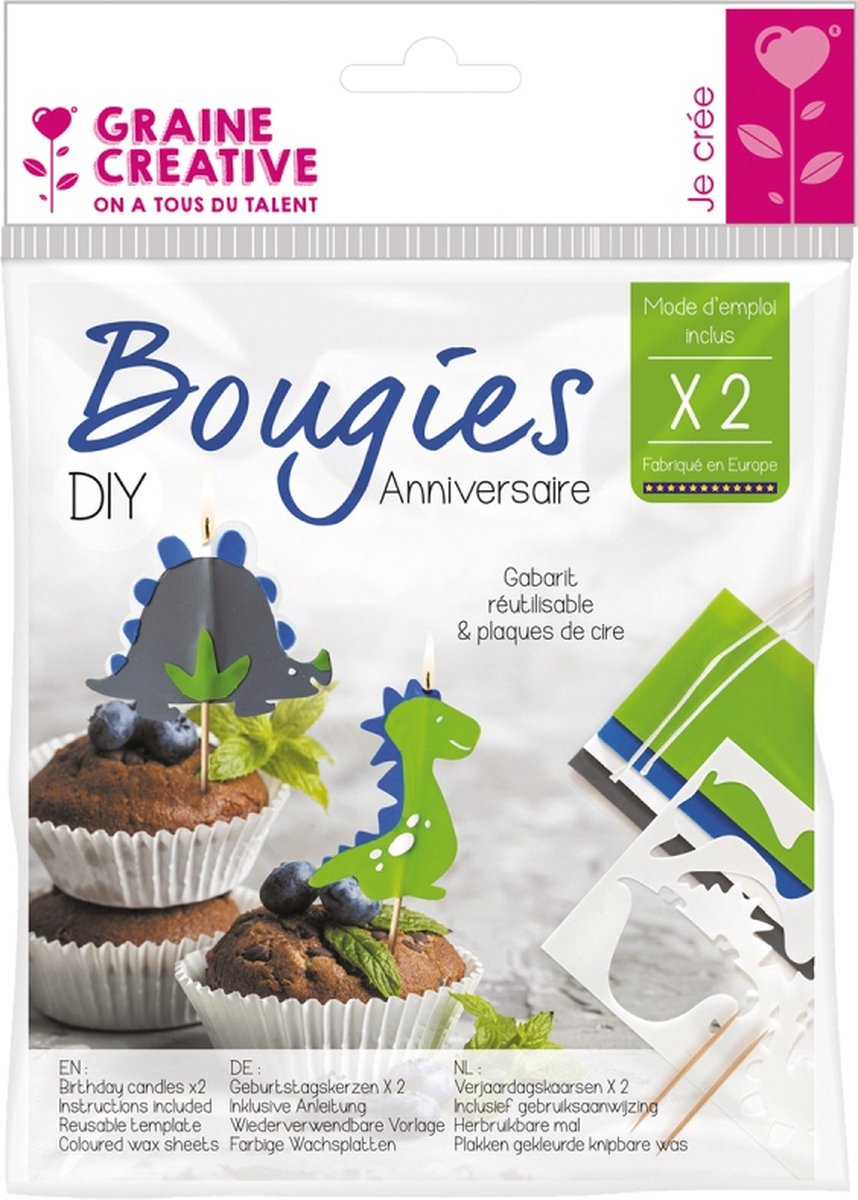 DIY-Maak je eigen Verjaardagskaarsen | DIY-Birthday Candles | Dino 2 st